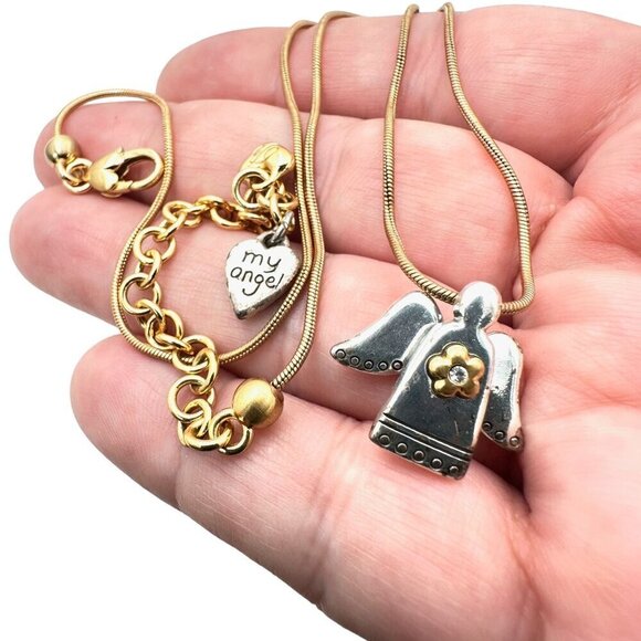 Brighton Womens Necklace My Angel Pendant Gold Silver 15- 17 Inch - Picture 1 of 3